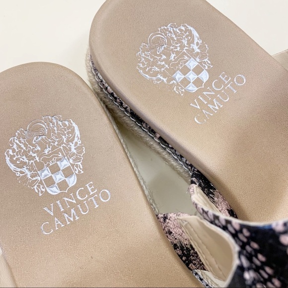 Vince Camuto Rynnah Women’s Faux Snakeskin Two Strap Slides Sandals Platform 7 - Picture 3 of 8